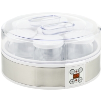 HOMCOM Yoghurtmaker Yoghurtmachine, inclusief 7 glazen, roestvrij staal, 24 cm x 24 cm x 13 cm, zilver + wit