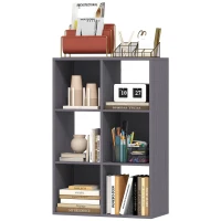HOMCOM 6-Cube Bookshelf - Grey(m-12)