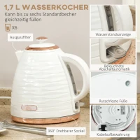 HOMCOM 2-in-1 Toaster en Waterkoker Set, 7 Bruiningsniveaus, Ontdooien en Verwarmen Functie, Cremewit(m-4)