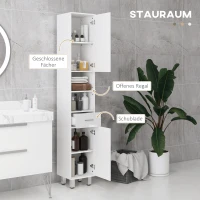 kleankin Badkamerkast, Badcommode, met Planken en Lade, Verstelbaar, Wit(m-4)