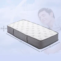 HOMCOM Matras 90x200 cm 25,8 cm hoogte 7-zones ergonomisch met afneembare wasbare hoes(m-3)
