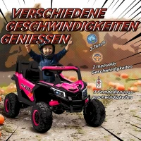 AIYAPLAY 12V elektrische kinderauto met afstandsbediening, gordel, claxon, LED-verlichting, USB-poort, voor 3-5 jaar, roze(m-5)