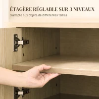 HOMCOM Meuble TV 140 cm, Meuble Télé pour Téléviseur jusqu'à 60 Pouces, 4 Portes Cannelées et Étagères Réglables, Chêne(m-7)