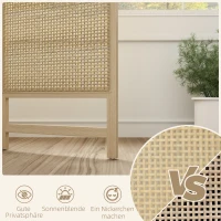 HOMCOM Driedelige, Opvouwbare Kamerscherm, 180 cm Vrijstaande Scheidingswand met Handgeweven Design voor Thuis, Natuur(m-5)