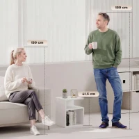 HOMCOM Masă Modernă de Cafea cu 3 Rafturi Deschise pentru Sufragerie, Dormitor, Birou, PAL, Alb(m-4)