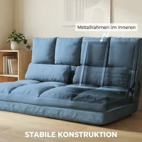 HOMCOM Bodensofa Schlafsofa Sofa, klappbar, verstellbare Rückenlehne, 102 cm x 73 cm x 60 cm , Blau(m-7)