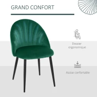 HOMCOM Lot de 2 chaises de Salle à Manger Chaise de Cuisine Velours Pieds métal vert dim. 52L x 54l x 79H cm(m-5)