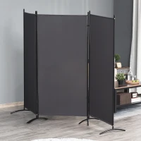 HOMCOM Lot de 2 paravents 3 panneaux dim. 2,53L x 0,5l x 1,82H m Store latéral Brise-Vue paravent sur Pied séparateur métal(m-10)