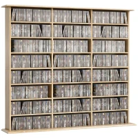 HOMCOM Meuble de rangement 1032 CDs / 594 DVDs, étagère multimédia, 24 compartiments et 18 étagères ajustables, chêne(m-15)