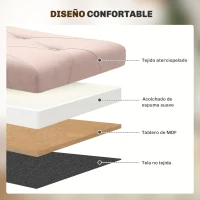 HOMCOM Banco Almacenaje Capacidad de 67 L 76x38x38 cm Tapizado en Terciopelo Carga 120 kg para Sala de Estar Dormitorio Rosa(m-5)