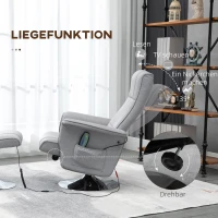 HOMCOM massagestoel met voetenbank, elektrische relaxstoel met ligfunctie(m-5)