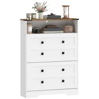 HOMCOM Shoe Cabinet with 2 Flip Drawers, Narrow Shoe Storage Cabinet, White(m-11)