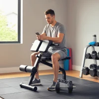 SPORTNOW Banc de Musculation Pliable avec Hauteur et Inclinaison Réglables pour Entraînement Dos Bras, 96,6x68x69-110cm, Noir(m-9)