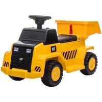 HOMCOM Elektrische kiepwagen voor kinderen, kantelbare laadruimte, max. 3 km/h, koplamp, claxon, geel, 74,5 x 36 x 43,5 cm(m-10)