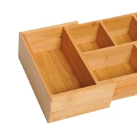 HOMCOM opbergdoos uitschuifbaar organizer box lade organizer bamboe natuur(m-9)