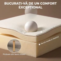HOMCOM, Canapea, Cu Două Locuri, Material textil cu efect de in, Lemn de cauciuc, 117 x 56.5 x 77 cm, Crem(m-5)