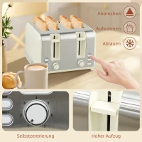 HOMCOM Waterkoker en Toaster Set, 1,7 L, 2200W, Strix Thermostaat, Filter, 4-Slice Toaster, 7 Instellingen voor Bruining, Kruimellade(m-8)