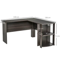 Aosom Eckschreibtisch mit 2 Regalen Dunkelbraun(m-3)