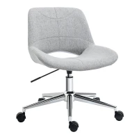 HOMCOM Bureaustoel, in hoogte verstelbaar, 360° draaibaar, tot 110 kg, metalen frame, lichtgrijs, 49 x 56,5 x 73-82,5 cm(m-11)