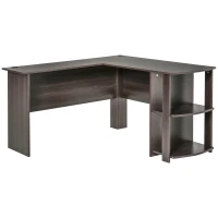 Aosom Eckschreibtisch mit 2 Regalen Dunkelbraun(m-12)