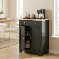 HOMCOM Meuble de rangement buffet salon avec placards, 2 tiroirs et étagères réglables, 68x40,3x85cm, noir et bois naturel(m-2)