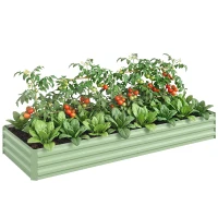 Outsunny Carré Potager de Jardin Rectangulaire Jardinière Extérieure 241 x 90,5 x 30 cm Tôle d'Acier Ondulée Vert Clair(m-11)