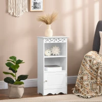 HOMCOM Mobiletto da terra  e un Armadietto 2 Ripiani Anta in MDF Bianco Bagno MDF 40L x 23P x 80A cm Bianco(m-10)