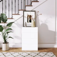 HOMCOM Witte Ladekast, Hoogglans, 4 Lades, 55 cm x 33 cm x 80 cm(m-6)