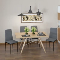 HOMCOM Pack de 4 Sillas de Cocina Modernas Tapizadas en Lino y Patas de Metal para Salón Carga 120 kg 41x50x97 cm Gris(m-7)