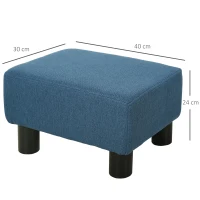 HOMCOM Linen Fabric Footstool Ottoman Cube with 4 Plastic Legs, Blue(m-3)