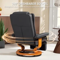 HOMCOM Relaxfauteuil met ligfunctie, draaibaar, tot 150 kg, kunstleer bekleding, stalen frame, donkergrijs(m-6)