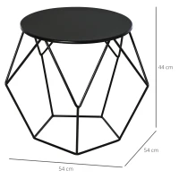 HOMCOM salontafel bijzettafel nachttafel rond opbergruimte metalen mand(m-3)