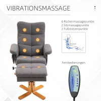 HOMCOM massagestoel met voetenbank relaxstoel 145 ° helling kunstleer donkergrijs 80 x 86 x 90 cm(m-4)