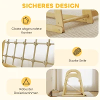 AIYAPLAY Binnen-klimrek, 6-in-1 ontwerp, glijbaan, klimstangen, klimwand, ladder, klimnet, 3-6 jaar, hout(m-7)