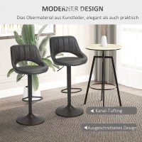 HOMCOM Set van 2 barkrukken, met een lederlook, draaibaar, verstelbaar in hoogte, met een voetensteun, metalen frame, afmetingen in de kleur grijs(m-7)