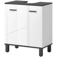 HOMCOM Mueble Bajo Lavabo con 2 Puertas y Estante Ajustable para Lavabo con o sin Pedestal 60x34x70 cm Blanco Brillo(m-11)