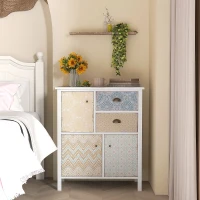 HOMCOM Sideboard, Shabby Chic Commode, 2 Laden, 3 Kasten, Grenenhout, 68x34x80cm, Wit(m-7)