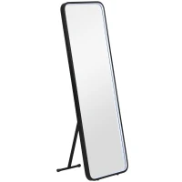 HOMCOM Espelho de Pé com Luzes LED Espelho de Corpo Inteiro 151,5x50 cm com Iluminação Ajustável e Função de Memória Preto(m-1)