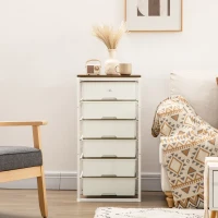 HOMCOM Bedroom Chest of Drawers, 6-Drawer Dresser, Tall Storage Drawer Unit with Steel Frame for Living Room, White(m-7)