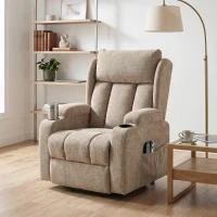 HOMCOM Power Lift Recliner Chair with Vibration Massage and Heat, Chenille Riser and Recliner Armchair for Elderly, Brown(m-9)