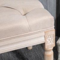 HOMCOM Vintage Design Vintagebank met Knopen, Gedraaide Poten, Shabby Chic, Crème(m-8)