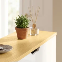 HOMCOM Smalle Schoenenkast met 4 Klapvakken voor 8–16 Paar Schoenen, 105 x 26 x 80 cm, Wit + Natuurlijk hout(m-10)