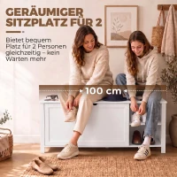 HOMCOM Schoenenbank met verstelbare plank en opklapbaar vak, opbergbank voor schoenen, wit(m-5)