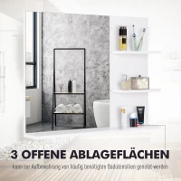 kleankin Elegante Badkamerspiegel met 3 Handige Planken van Wit MDF(m-4)