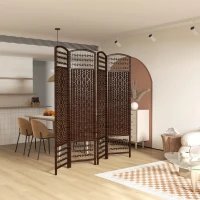HOMCOM Paravent intérieur en bois séparateur de pièce cloison pliable 4 panneaux 160 x 170 cm marron(m-10)