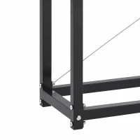 Outsunny Estante de Leña con Funda Oxford 600D y Cables Marco de Acero Galvanizado Carga 500 kg para Interior y Exterior Negro(m-10)