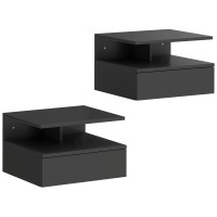 Set de 2 Noptiere Suspendate cu Sertar, Negru