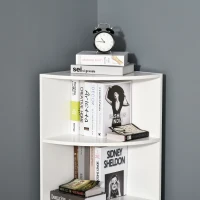 HOMCOM vrijstaande stelling hoekkast boekenkast opbergkast badkamerstelling decoratieve stelling houten stelling 4 vakken(m-8)