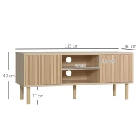 HOMCOM Móvel de TV para Televisão até 50 Polegadas com Portas de Correr Prateleiras Abertas e Orifícios para Cabos 115x40x49 cm Madeira(m-3)