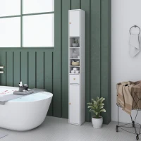 HOMCOM 178 cm Narrow Tall Bathroom Cabinet - White(m-10)